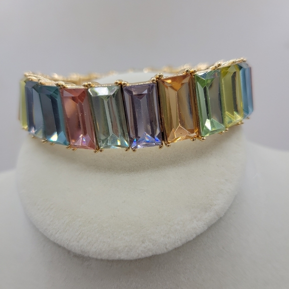 Elegant Rainbow Bling Bracelet • Stretch • Brand New • Colorful Costume - Picture 3 of 7